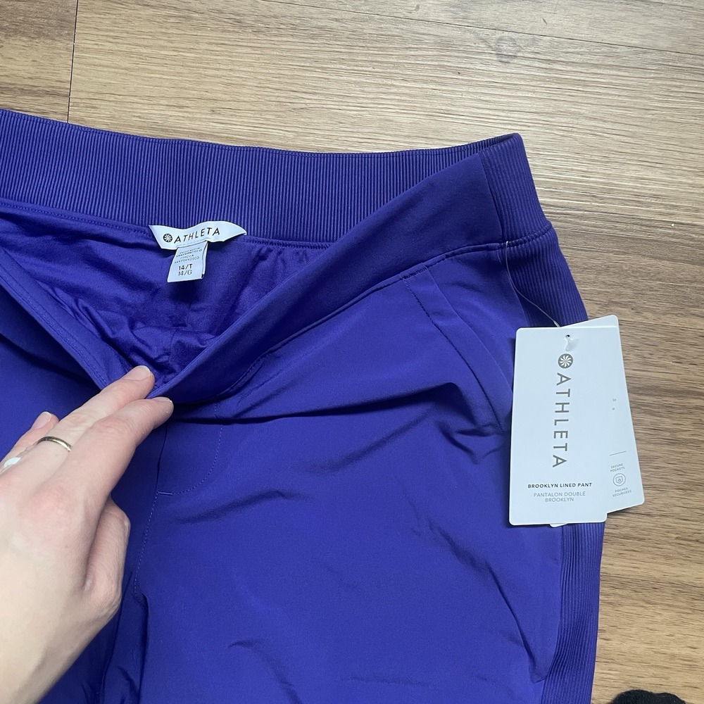Athleta Pants Brooklyn Lined Tapered Mid Rise Jogger Pant Noble Blue NEW 14T - Picture 2 of 12